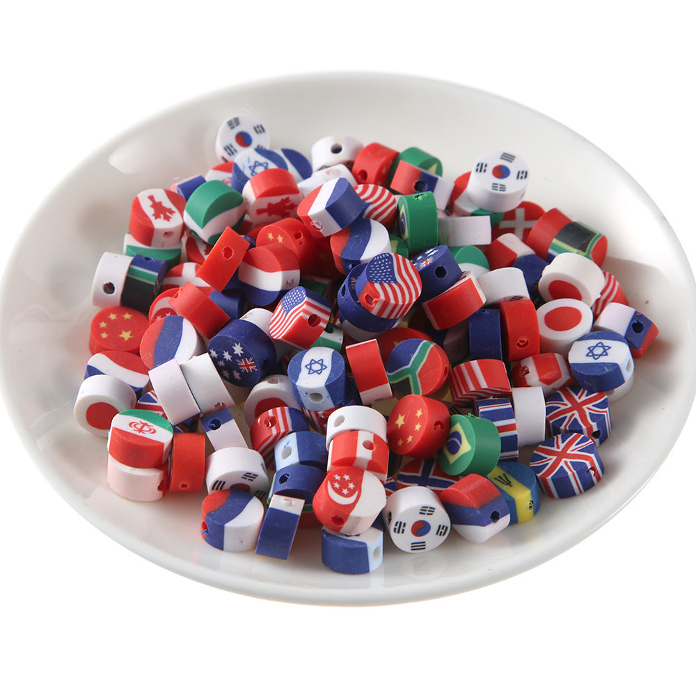 Malagmenta de 100 piezas/paquete Bandera nacional de 10 mm de cerámica suave mixta en rodajas de rodajas